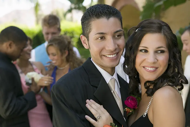 Teenage couple at prom