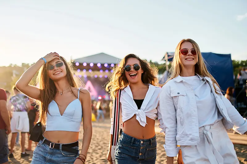 Three friends at a concert